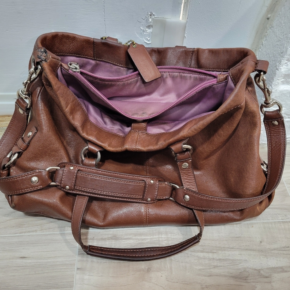 Coach Brown Leather Ashley Shoulder Bag Satchel Purse - Picture 8 of 11